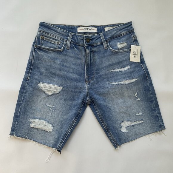 Guess Men's Regular Wyatt Denim Shorts Light Blue Size 38 - Picture 1 of 7